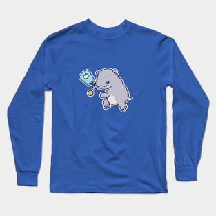 Kawaii Sports Pickleball Hippo Long Sleeve T-Shirt